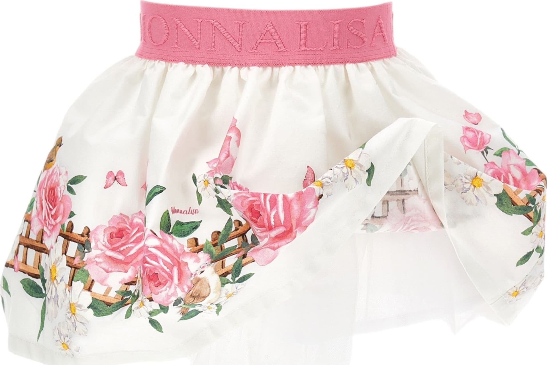 MONNALISA Monnalisa - Gonna Romantic Bianca/rosa Fiori 31C700 3652 da bambino in Gonne e gonne pantalone Drestige - Casamassima, commercioVirtuoso.it