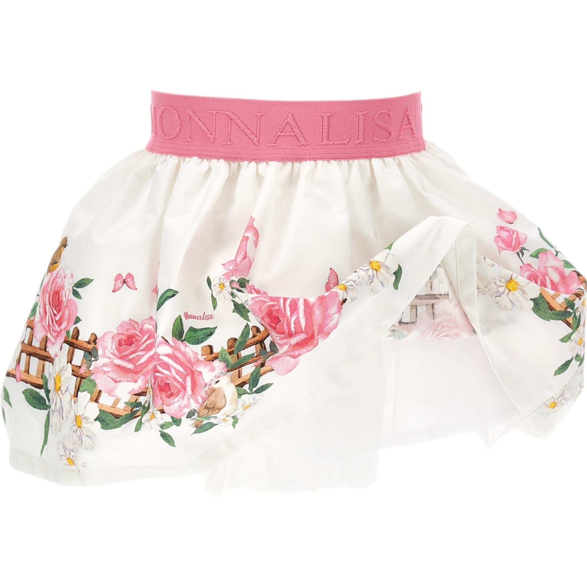 MONNALISA Monnalisa - Gonna Romantic Bianca/rosa Fiori 31C700 3652 da bambino in Gonne e gonne pantalone Drestige - Casamassima, commercioVirtuoso.it