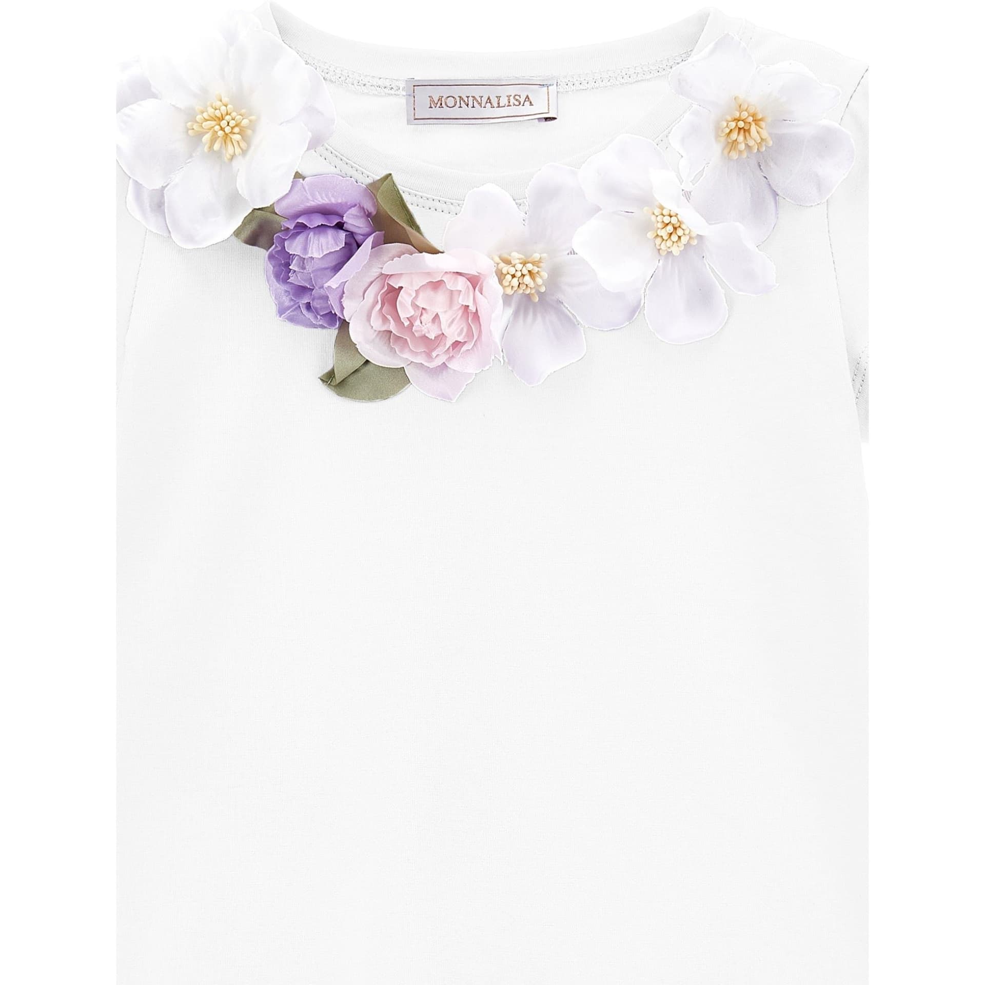 MONNALISA Monnalisa - T-shirt Bianca Fiori 0099 11C630 3201 da bambino in T-shirt Drestige - Casamassima, commercioVirtuoso.it