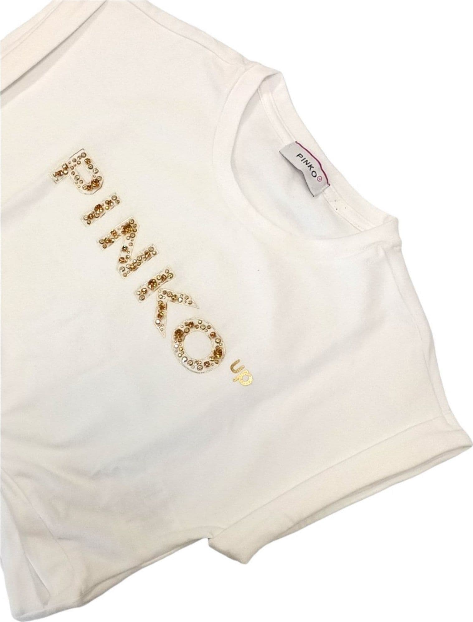 Pinko - T-shirt Bianca 002 Logo Oro S4PIJGTH030 da bambino in T-shirt Drestige - Casamassima, commercioVirtuoso.it
