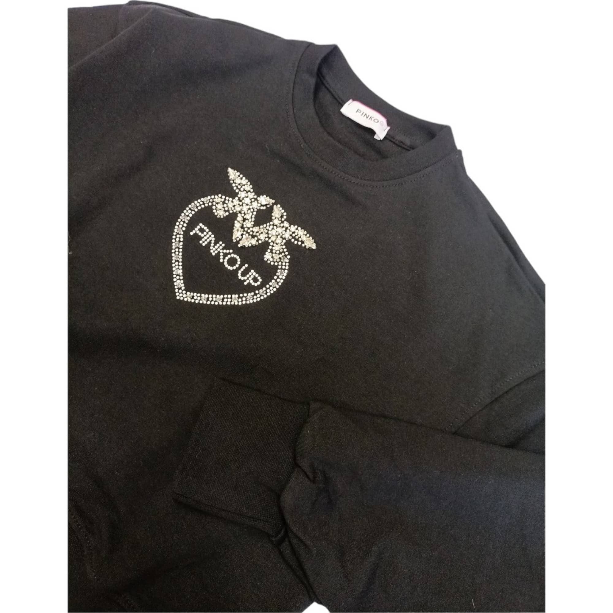 Pinko - Felpa Nera Logo Argento S4PIJGSW057 da bambino in Felpe senza cappuccio Drestige - Casamassima, commercioVirtuoso.it