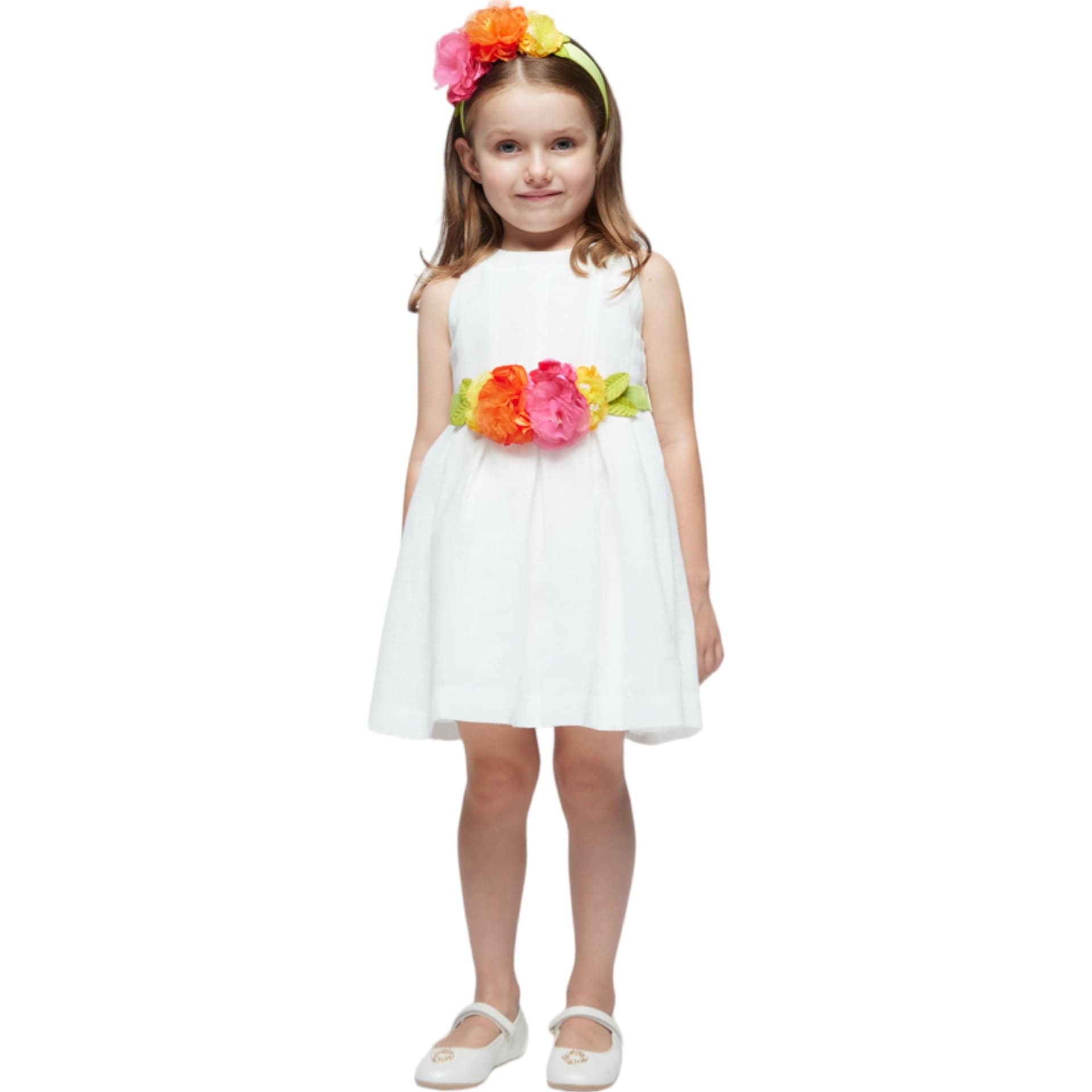 MAYORAL Mayoral - Vestito 014 Bianco Cinta Fiori 3959 da bambino in Felpe senza cappuccio Drestige - Casamassima, commercioVirtuoso.it