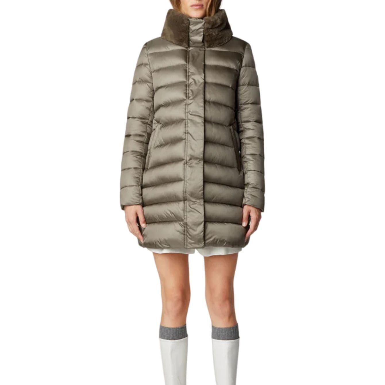 SAVE THE DUCK Save The Duck - Cappotto Dalea Tortora D41263W da donna in Cappotti Drestige - Casamassima, commercioVirtuoso.it