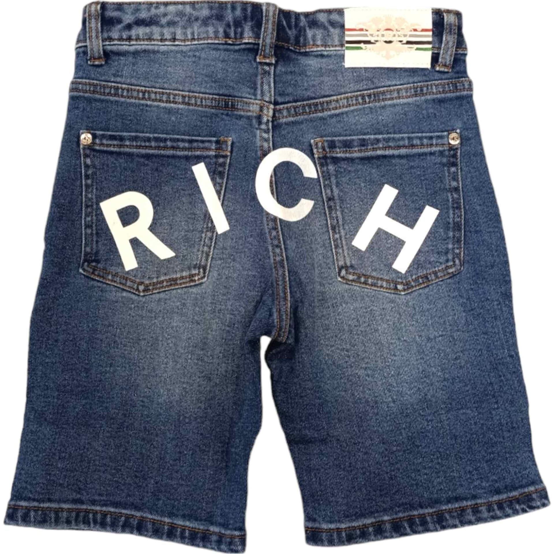 RICHMOND Richmond - Bermuda Denim Logo Bianco RBP24087BENH da bambino in Pantaloncini Drestige - Casamassima, commercioVirtuoso.it