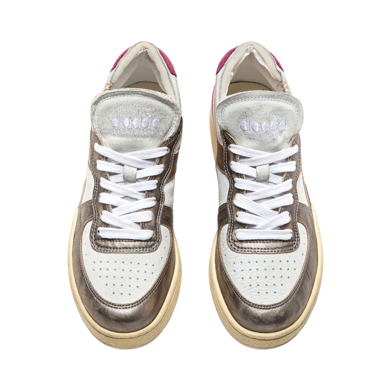 Diadora - Mi Basket Row Cut Metal Bianco/fucsia 201.180207 da donna in Sneaker casual Drestige - Casamassima, commercioVirtuoso.it