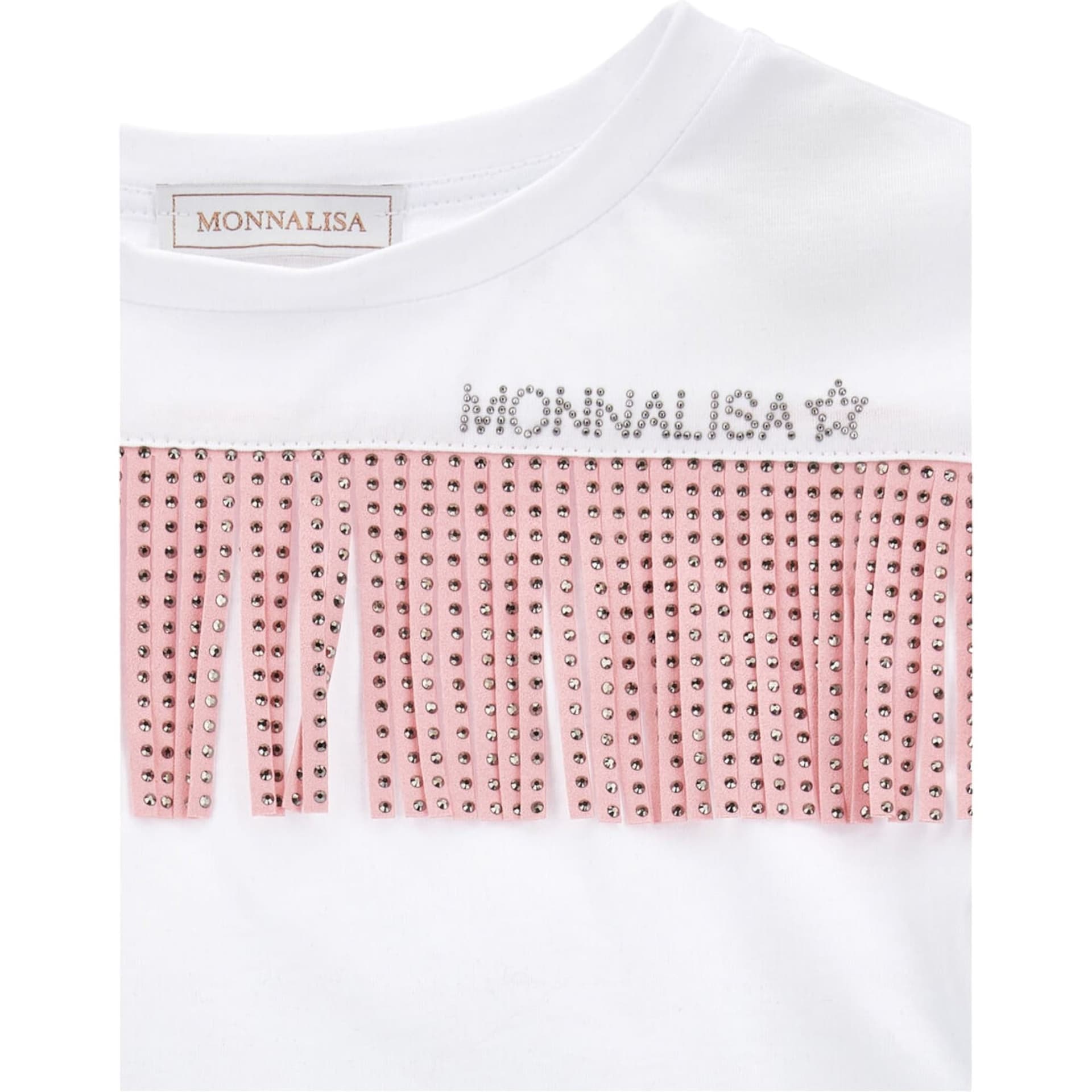 MONNALISA Monnalisa - T-shirt Frange Bia/rosa 11C604 3206 da bambino in T-shirt Drestige - Casamassima, commercioVirtuoso.it