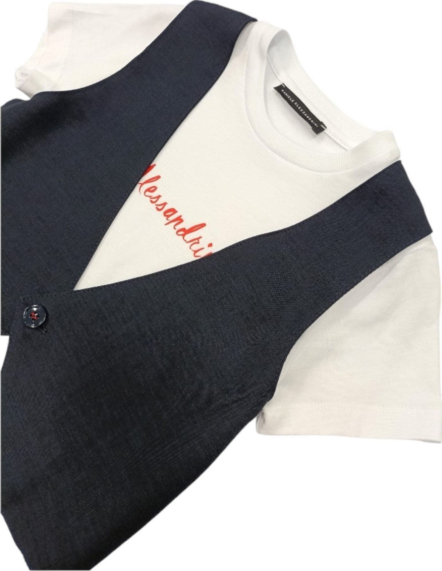 Daniele Alessandrini - T-shirt Bianca Con Gilet Blu 1296M00073 da bambino in T-shirt Drestige - Casamassima, commercioVirtuoso.it