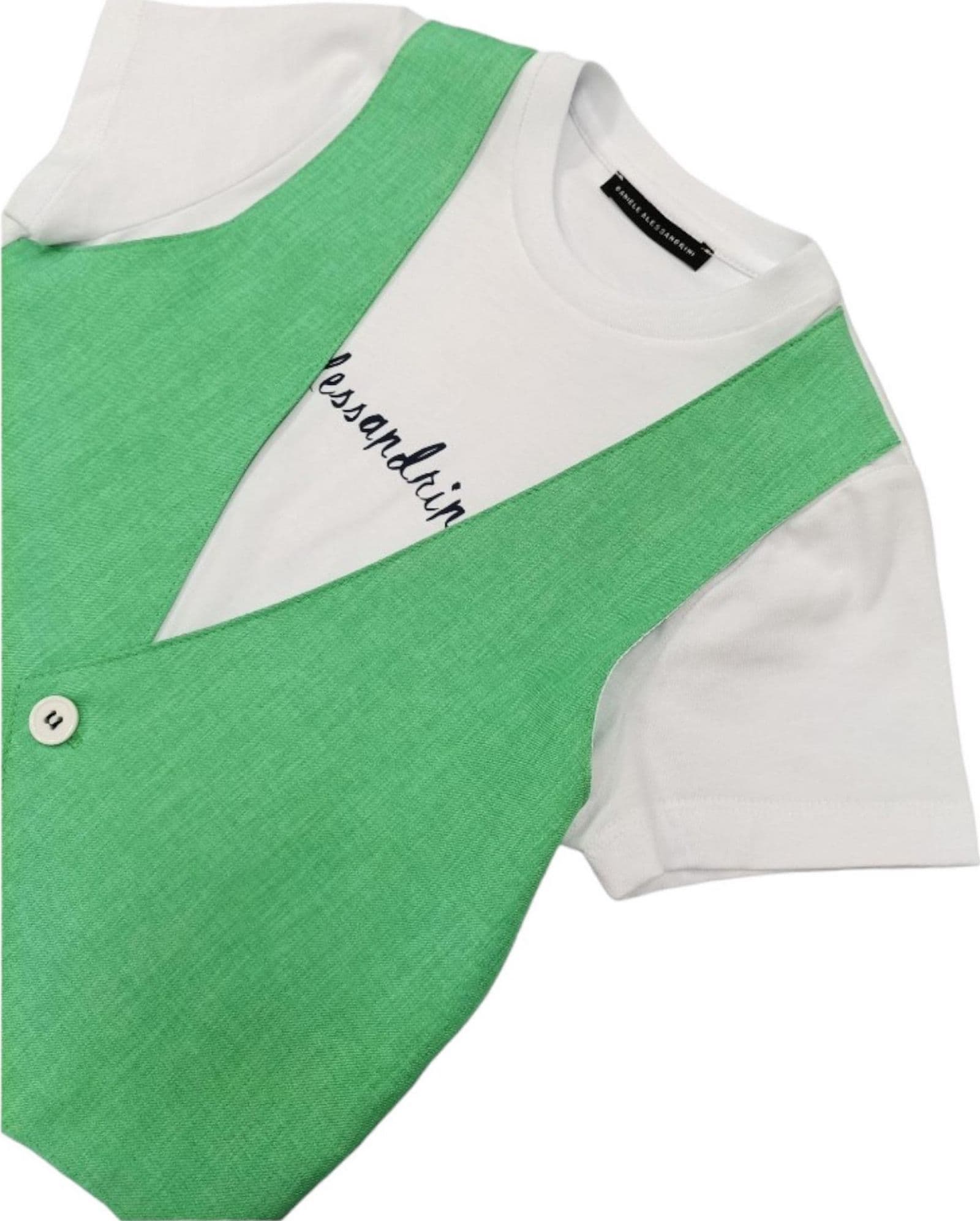 Daniele Alessandrini - T-shirt Bianca Con Gilet Verde 1296M00073 da bambino in T-Shirt Drestige - Casamassima, commercioVirtuoso.it