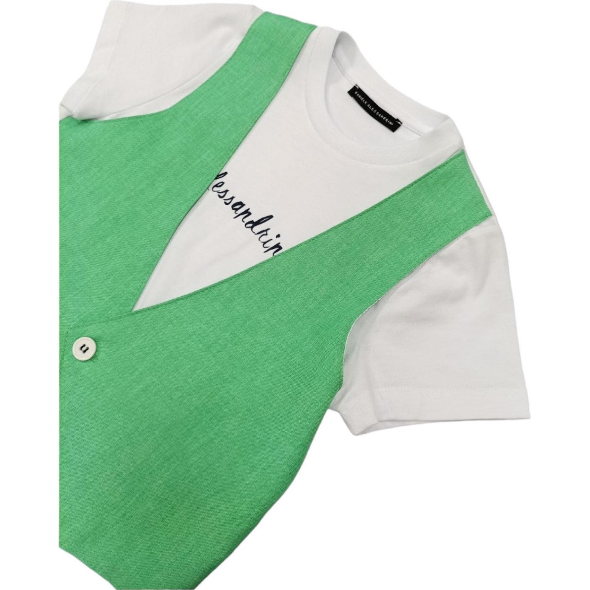 Daniele Alessandrini - T-shirt Bianca Con Gilet Verde 1296M00073 da bambino in T-Shirt Drestige - Casamassima, commercioVirtuoso.it