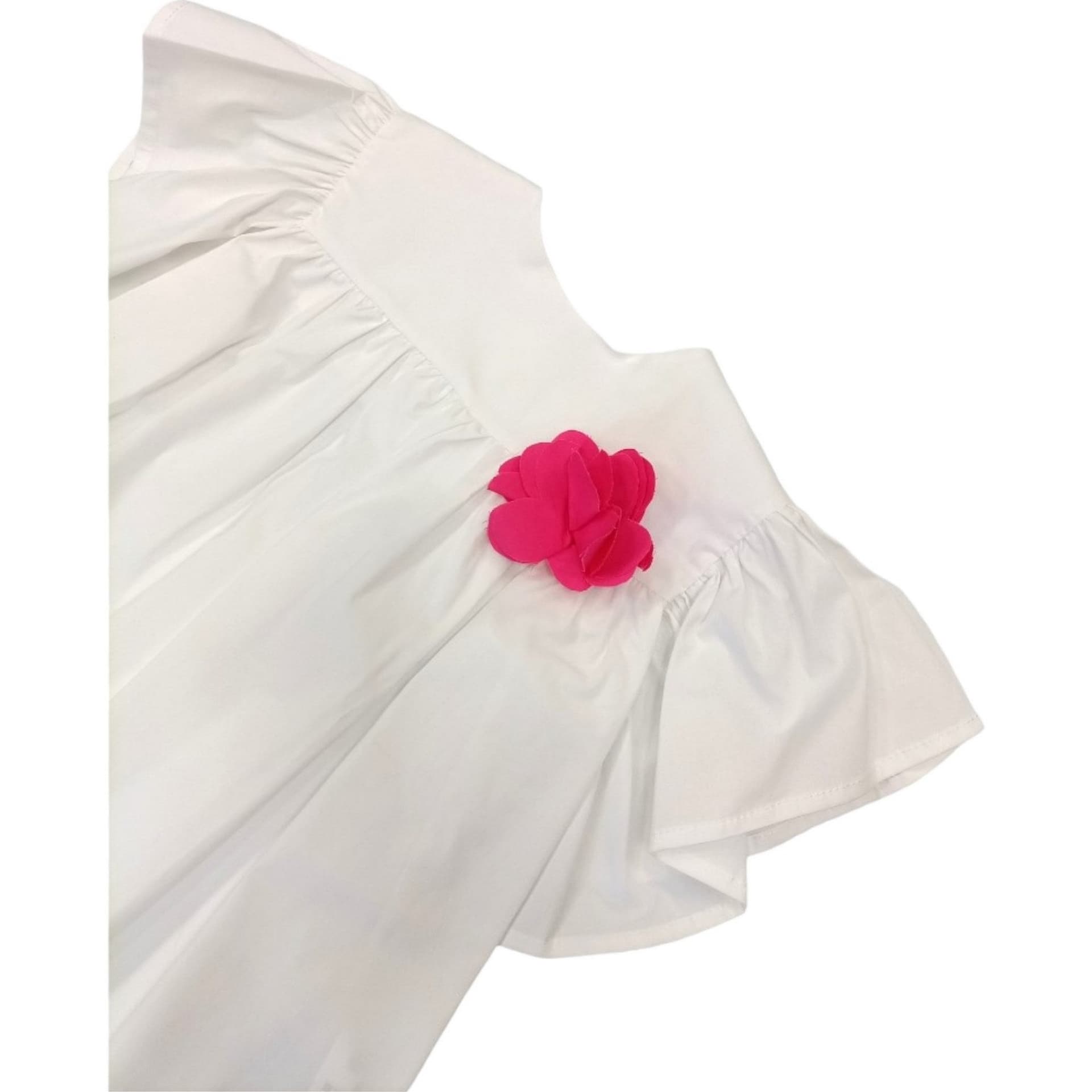 NANAN Nanan - Blusa Bianca C/fiore Fuxia E24489 da bambino in Camicie Drestige - Casamassima, commercioVirtuoso.it