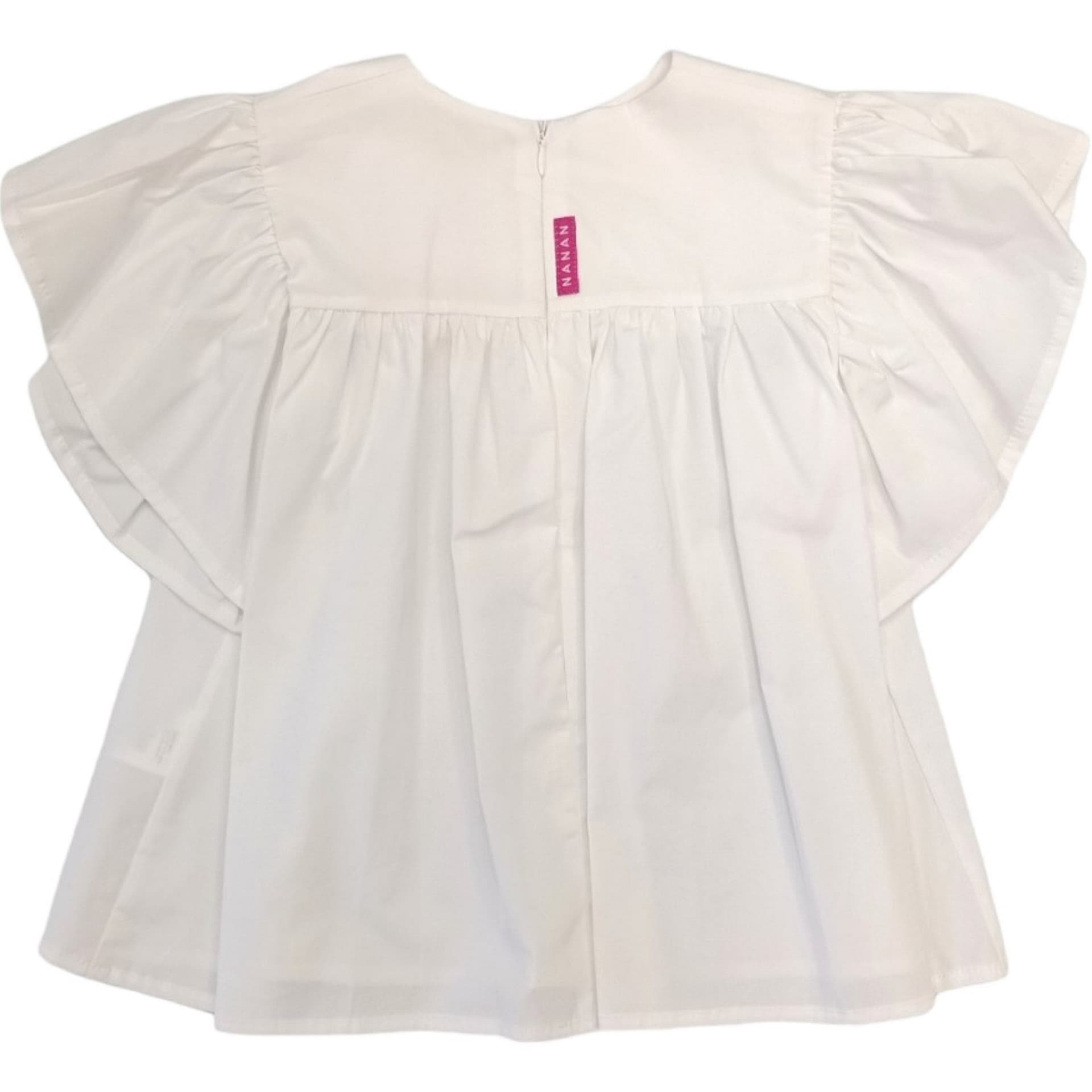 NANAN Nanan - Blusa Bianca C/fiore Fuxia E24489 da bambino in Camicie Drestige - Casamassima, commercioVirtuoso.it
