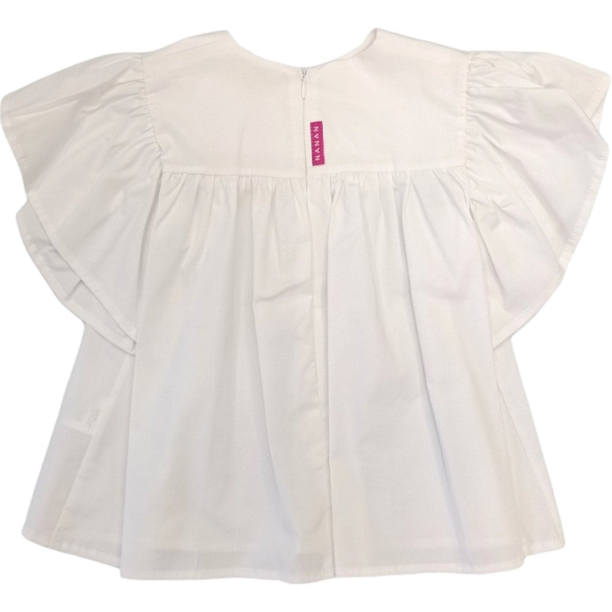 NANAN Nanan - Blusa Bianca C/fiore Fuxia E24489 da bambino in Camicie Drestige - Casamassima, commercioVirtuoso.it