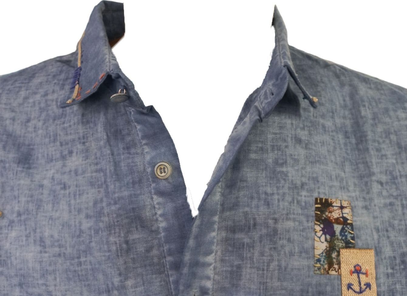 BOB Bob - Camicia Lino Denim R00404 da uomo in Camicie casual Drestige - Casamassima, commercioVirtuoso.it