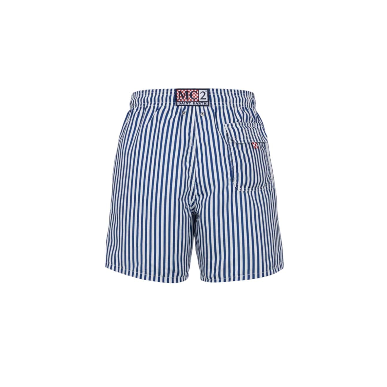 SAINT BARTH Saint Barth - Boxer Mare A Righe Bianco/blu GUSAVIA da uomo in Pantaloncini e calzoncini Drestige - Casamassima, commercioVirtuoso.it