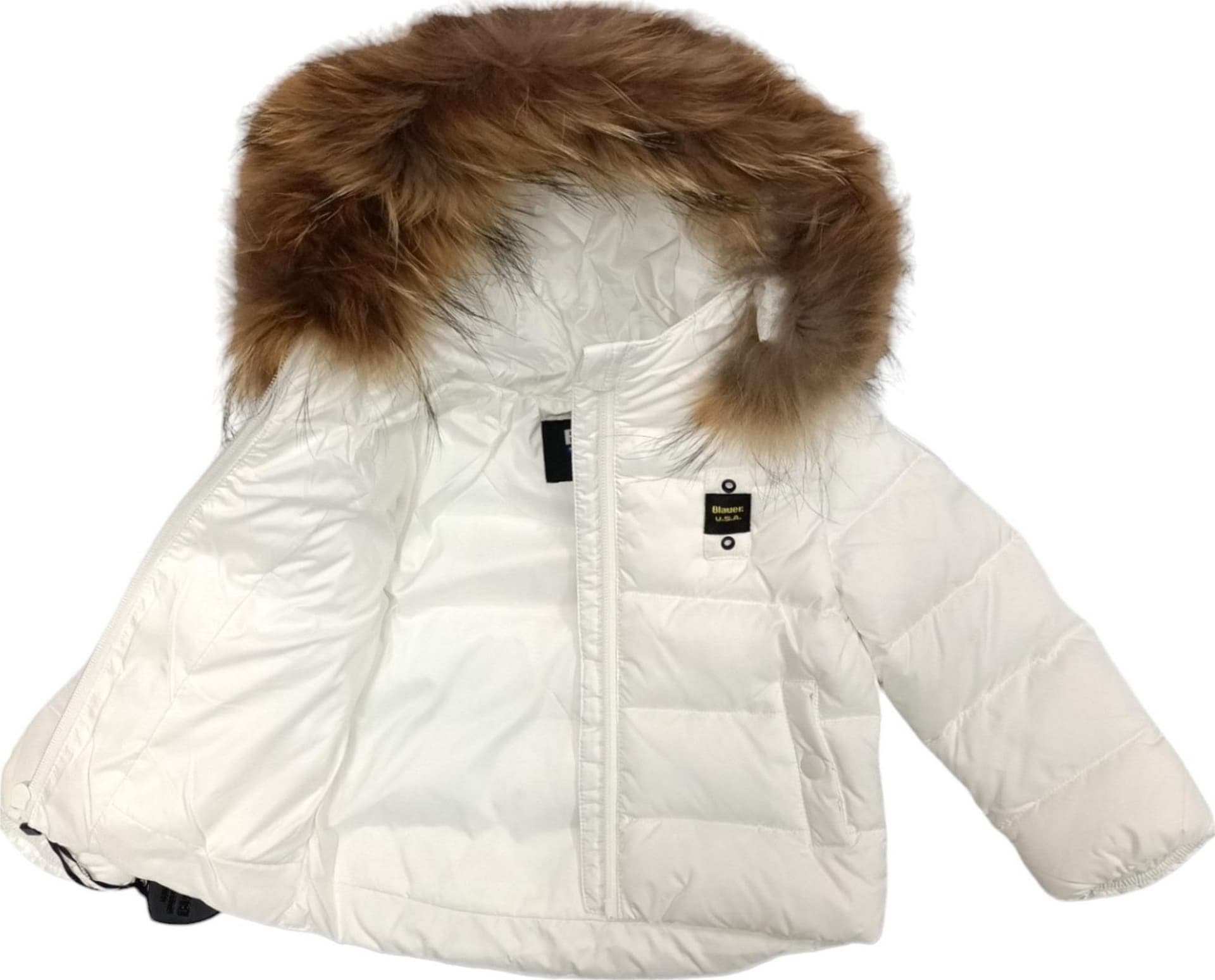 Blauer - Piumino 100 Bianco C/pelliccia 24WBBXC02550 da bambino in Giacche Drestige - Casamassima, commercioVirtuoso.it
