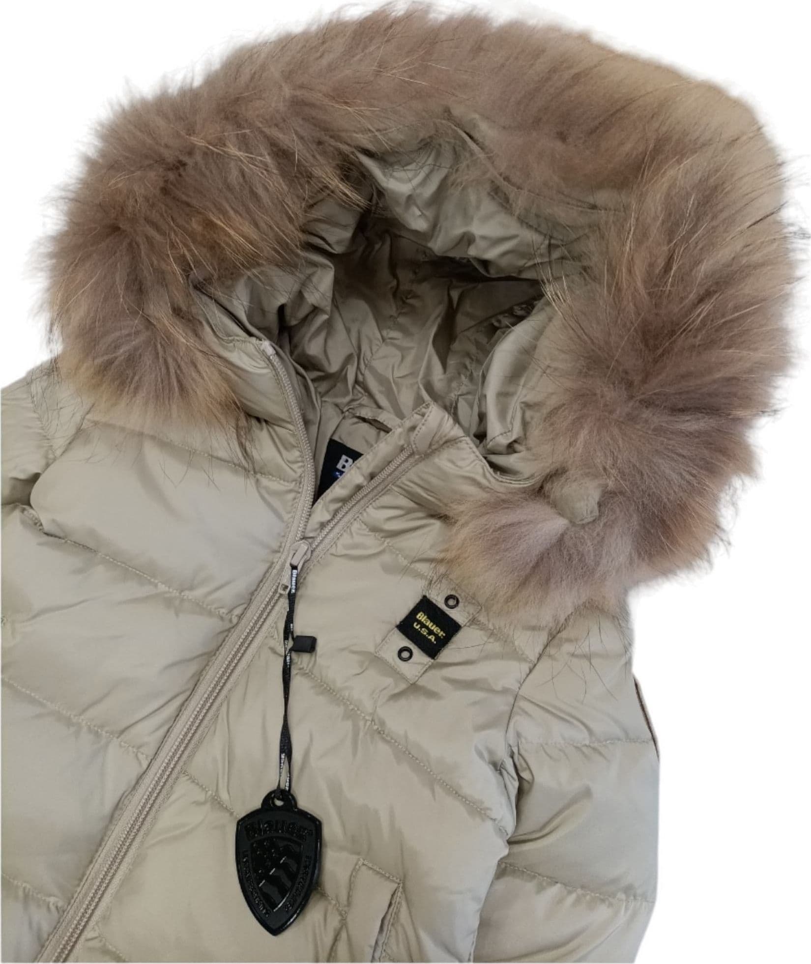 Blauer - Piumino 301 Beige C/pelliccia 24WBBXC02550 da bambino in Cappotti Drestige - Casamassima, commercioVirtuoso.it