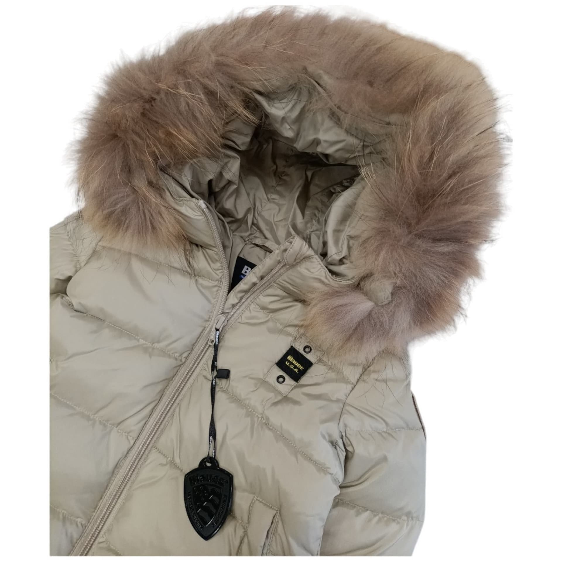 Blauer - Piumino 301 Beige C/pelliccia 24WBBXC02550 da bambino in Cappotti Drestige - Casamassima, commercioVirtuoso.it
