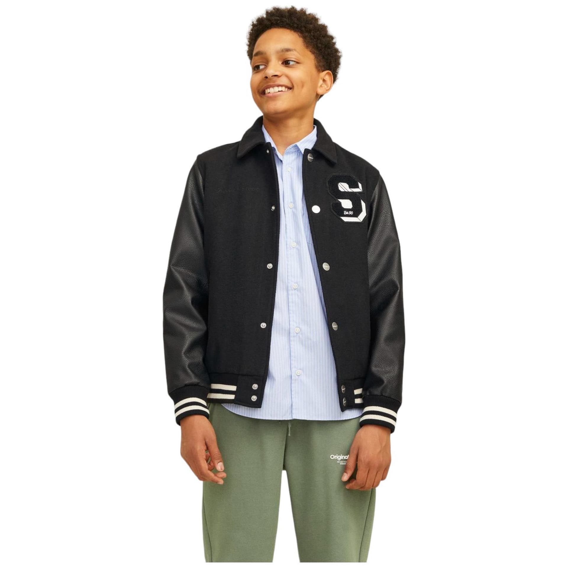 JACK &amp; JONES Jack &amp; Jones - Giubbotto Nero/panna College 12261333 da bambino in Giacche Drestige - Casamassima, commercioVirtuoso.it