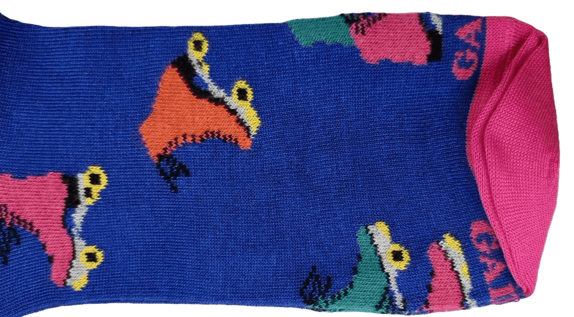 Calze Lunghe Uomo Gallo - Fantasia Pattini a rotelle - Blu cobalto/fucsia in Calze Couture - Sestu, commercioVirtuoso.it
