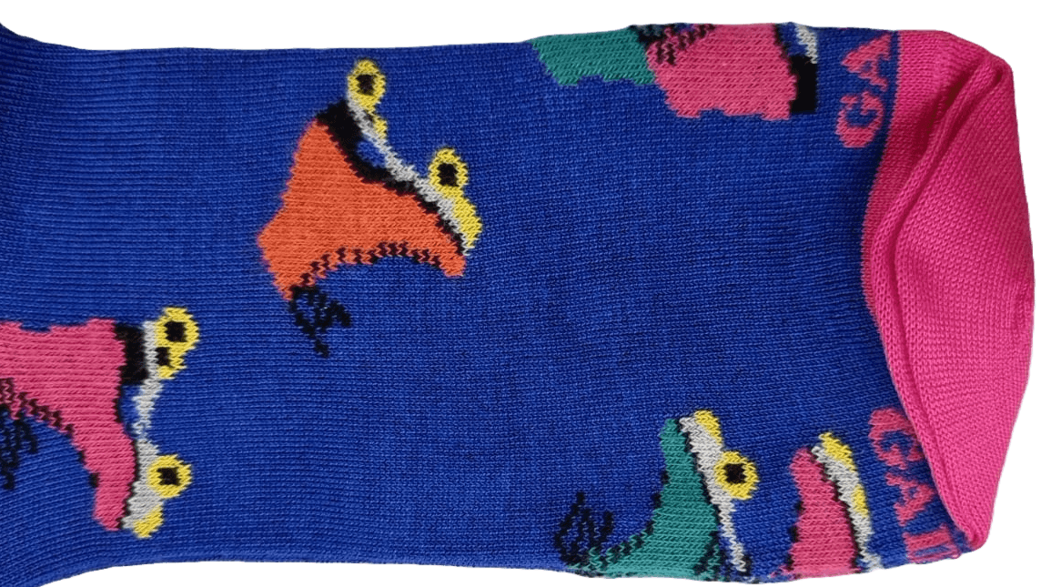 Calze Lunghe Uomo Gallo - Fantasia Pattini a rotelle - Blu cobalto/fucsia in Calze Couture - Sestu, commercioVirtuoso.it
