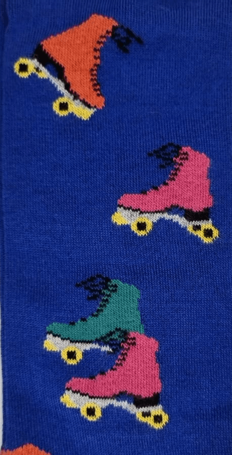 Calze Lunghe Uomo Gallo - Fantasia Pattini a rotelle - Blu cobalto/fucsia in Calze Couture - Sestu, commercioVirtuoso.it