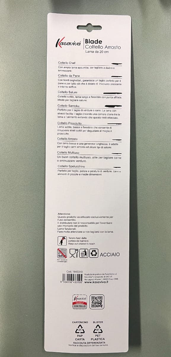 KASAVIVA BLADE COLTELLO ARROSTO CM 20*** in Coltelli da Chef Stockdoc - Terni, commercioVirtuoso.it