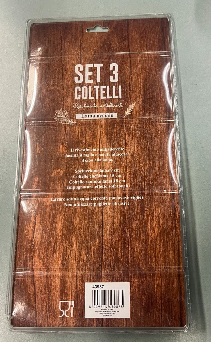 MASTER CASA SET 3 COLTELLI LAMA ACCIAIO RIVESTIMENTO ANTIADERENTE in Set di coltelli da cucina Stockdoc - Terni, commercioVirtuoso.it