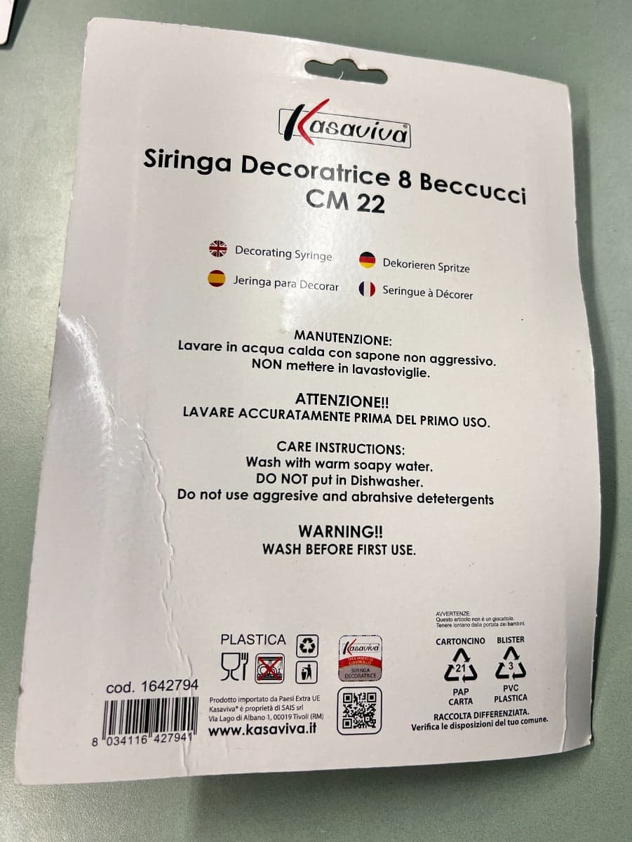 KASAVIVA - SIRINGA DECORATRICE 8 BECCUCCI CM 22 in Parti di ricambio per impastatrici Stockdoc - Terni, commercioVirtuoso.it