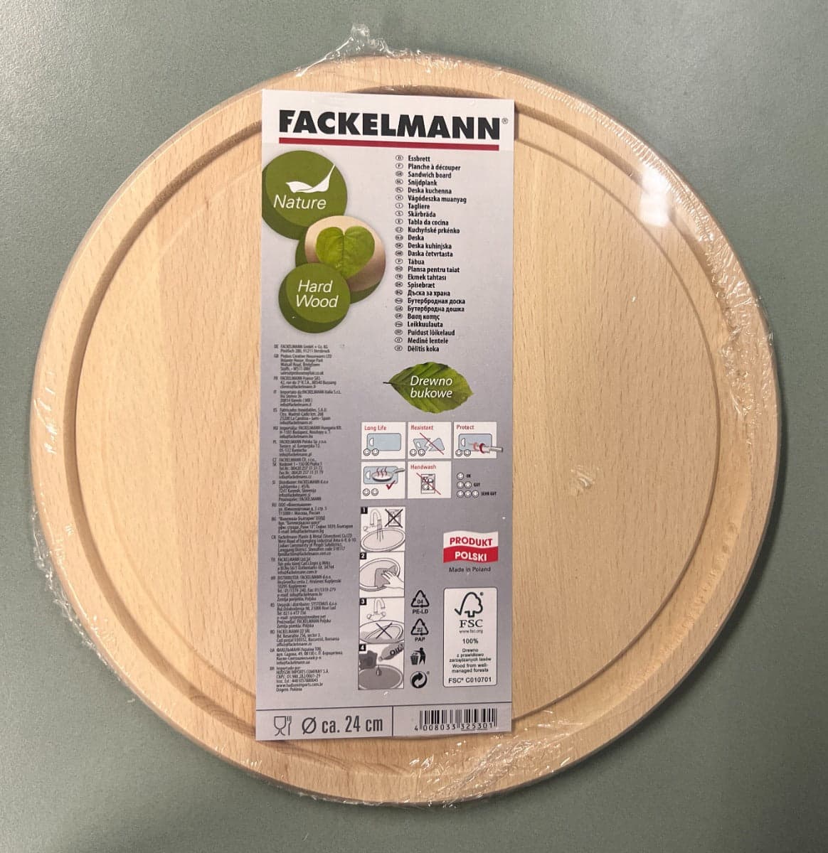 Fackelmann - Tagliere Rotondo in Legno naturale diam. 24cm in Taglieri grandi Stockdoc - Terni, commercioVirtuoso.it