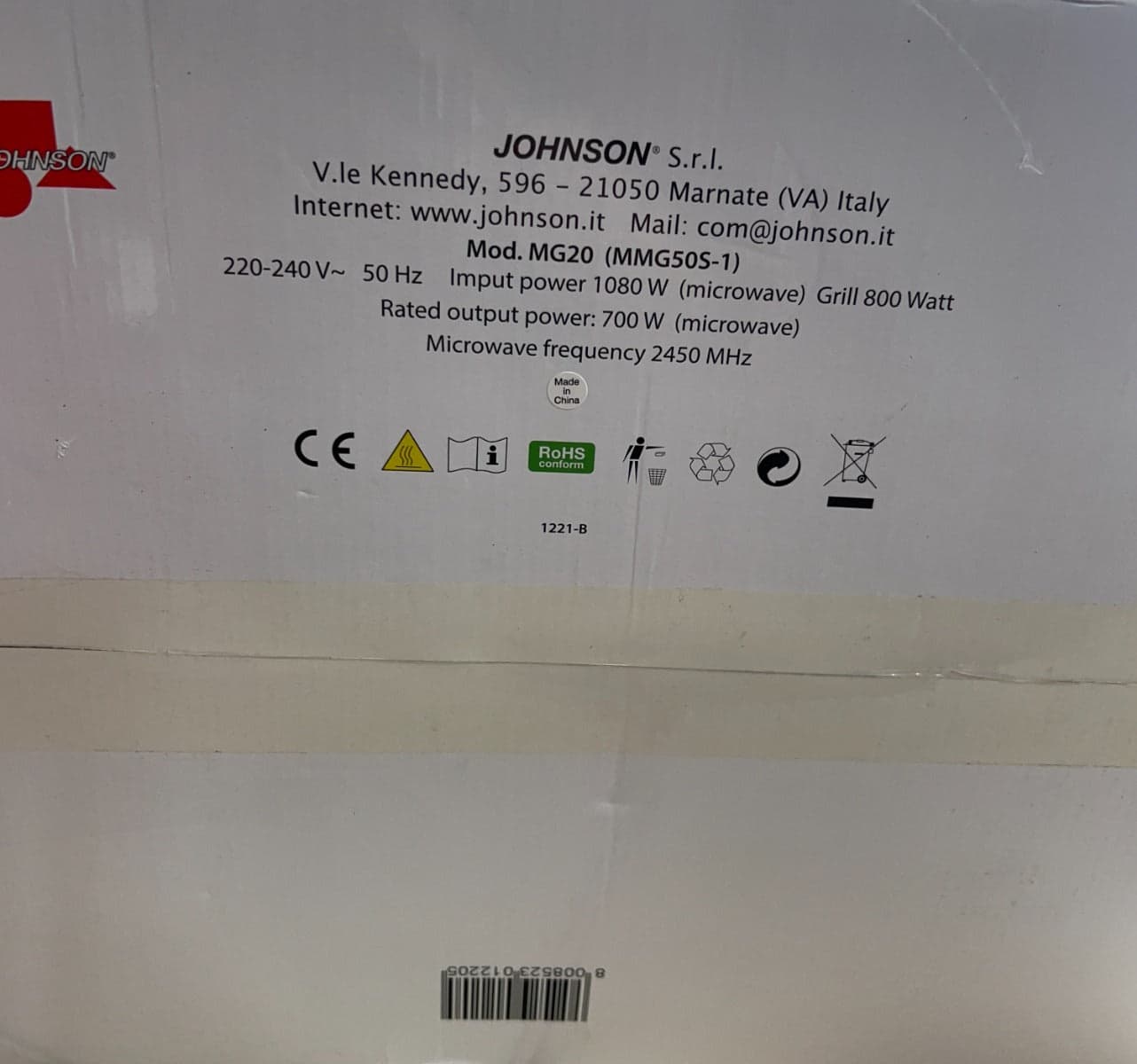 JOHNSON - FORNO A MICROONDE COMBINATO CON GRILL 20 LT in Forni a microonde combinati con grill Stockdoc - Terni, commercioVirtuoso.it