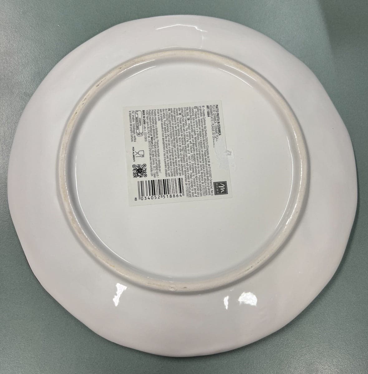 M HOME - PIATTO FRUTTA IN CERAMICA BIANCO CM 23 in Piatti da tavola Stockdoc - Terni, commercioVirtuoso.it