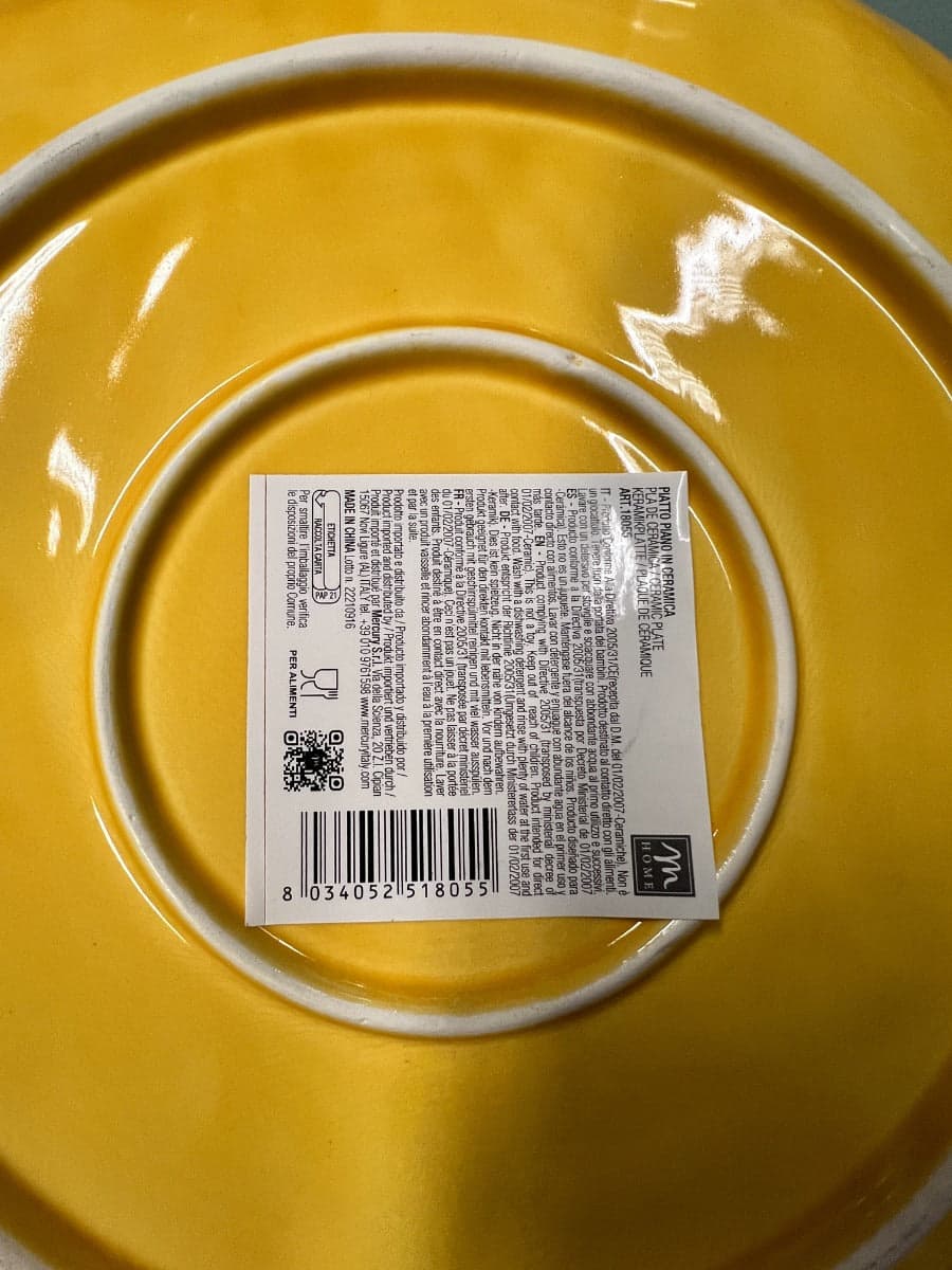 M HOME - PIATTO PIANO IN CERAMICA GIALLO CM 30 in Piatti da tavola Stockdoc - Terni, commercioVirtuoso.it