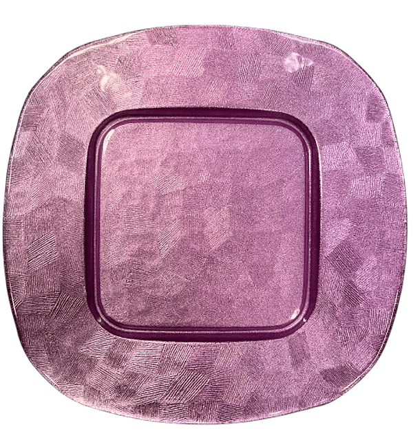 PIATTO PIANO IN VETRO COLORATO ROSA 26X26 CM