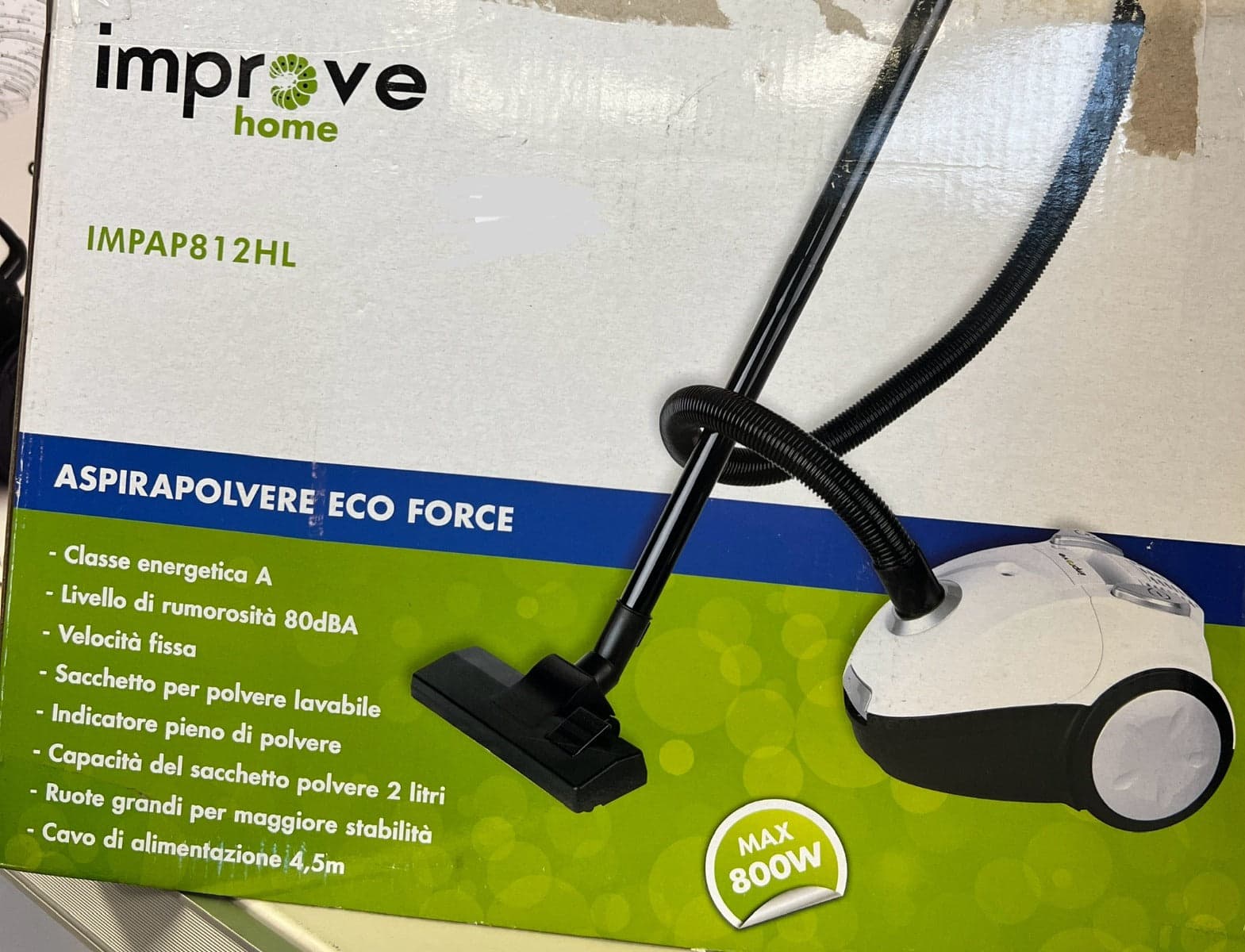 IMPROVE HOME - ASPIRAPOLVERE CON SACCO ECO FORCE 2LT 800W in Aspirapolvere a bidone e a traino Stockdoc - Terni, commercioVirtuoso.it