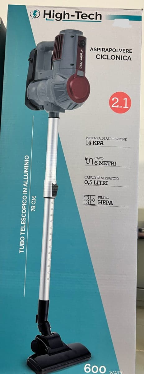 HIGH-TECH ASPIRAPOLVERE CICLONICA 2 IN 1 600 WATT COLORE ROSSO in Scope elettriche Stockdoc - Terni, commercioVirtuoso.it