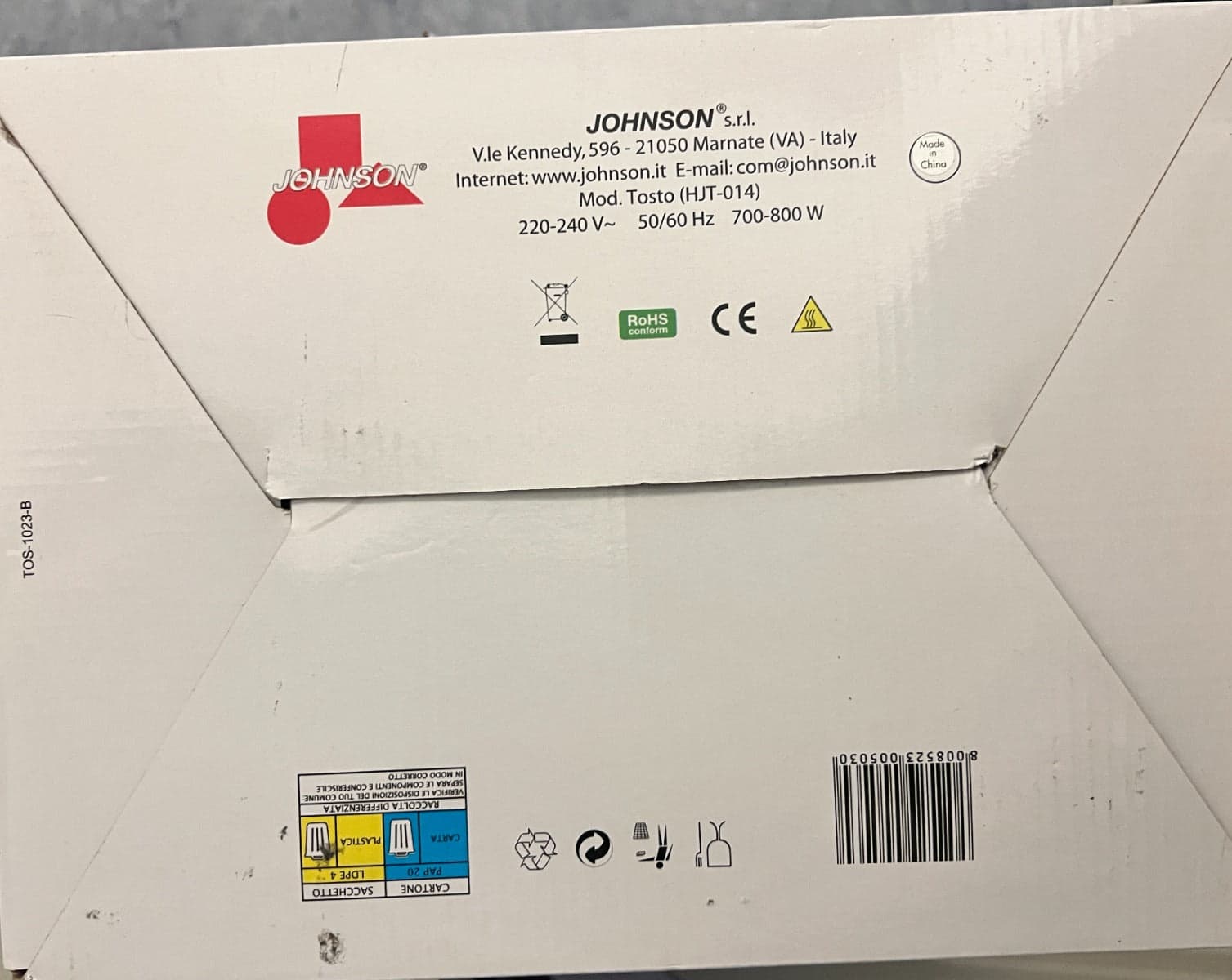 JOHNSON - TOSTAPANE CON 2 PINZE E TIMER 700W in Tostapane Stockdoc - Terni, commercioVirtuoso.it