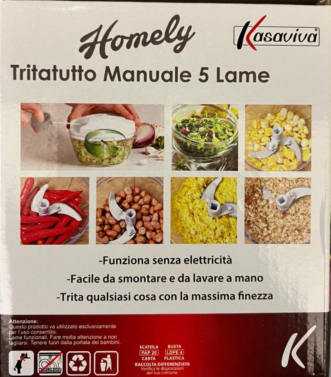 KASAVIVA TRITATUTTO MANUALE 5 LAME in Affettaverdure e mandolini da cucina Stockdoc - Terni, commercioVirtuoso.it