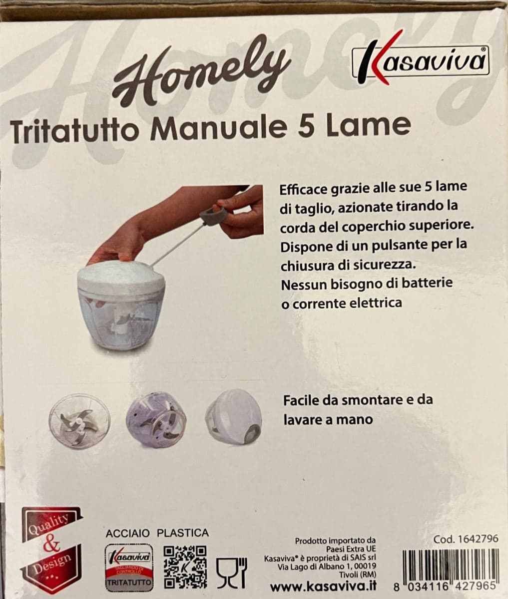 KASAVIVA TRITATUTTO MANUALE 5 LAME in Affettaverdure e mandolini da cucina Stockdoc - Terni, commercioVirtuoso.it