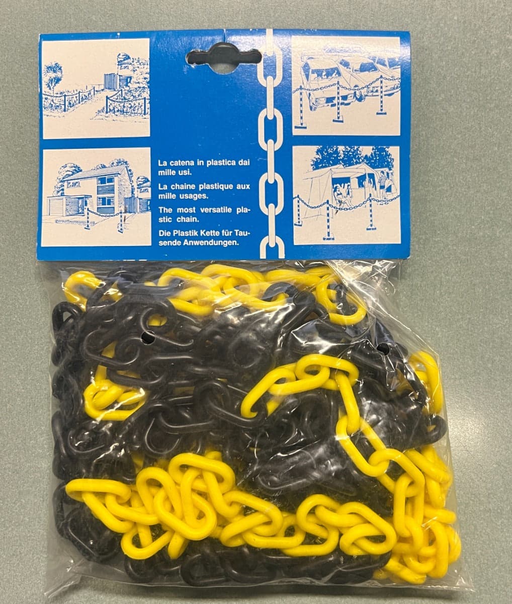 PROMAX - CATENA IN PLASTICA NERA E GIALLA 5 METRI + 2 ANELLI DI GIOUNZIONE in Nastro di sicurezza Stockdoc - Terni, commercioVirtuoso.it