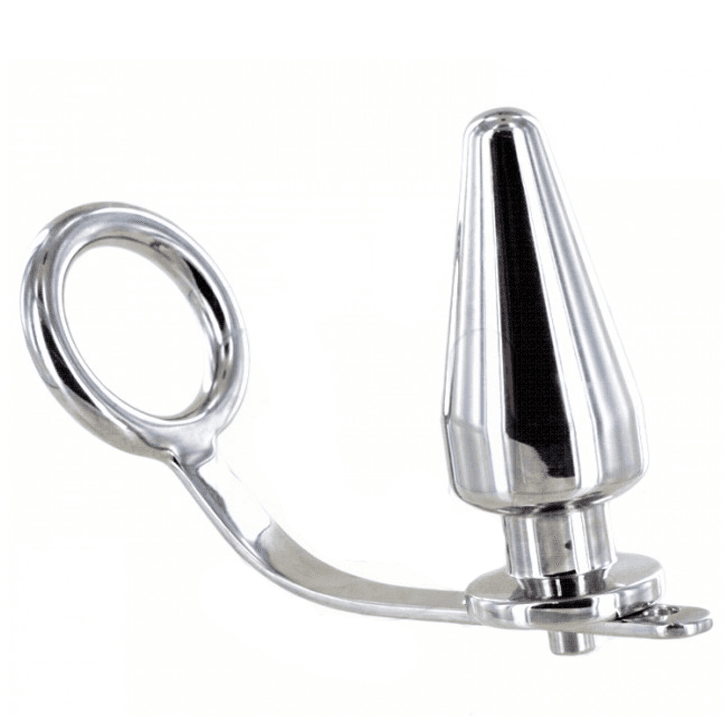 Cock ring Anello pene 50 mm con plug anale XXL in acciaio pesante 1 kg BDSM in prodotto Erosdom - Palmi, commercioVirtuoso.it