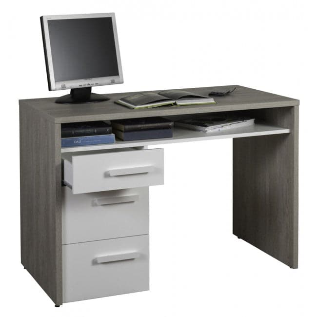 Scrivania con cassetti in legno da ufficio e stanzetta 110 cm postazione porta pc - 16