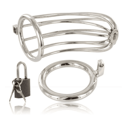Gabbia pene cintura castità in acciaio pesante Bird Chastity Ring Cage BDSM in prodotto Erosdom - Palmi, commercioVirtuoso.it