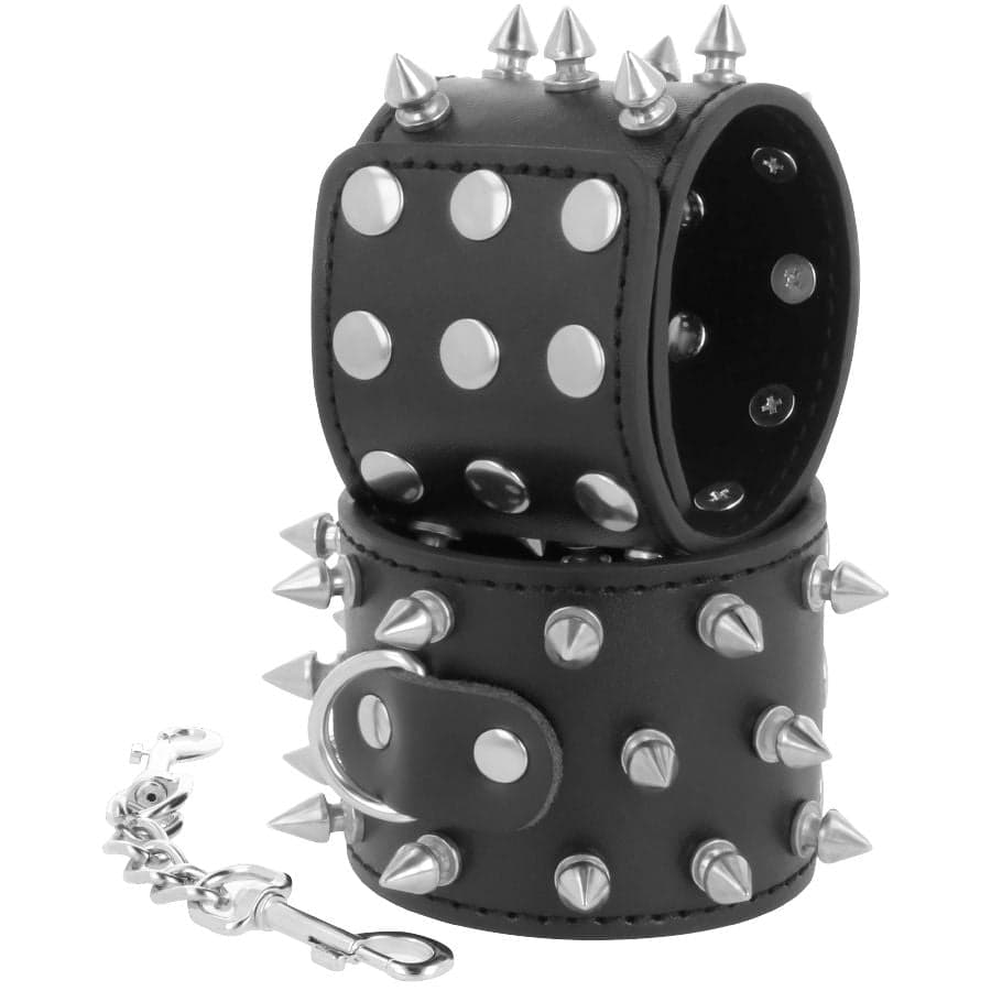 Manette bondage nere pelle PU con borchie per fetish role play BDSM Darkness in prodotto Erosdom - Palmi, commercioVirtuoso.it