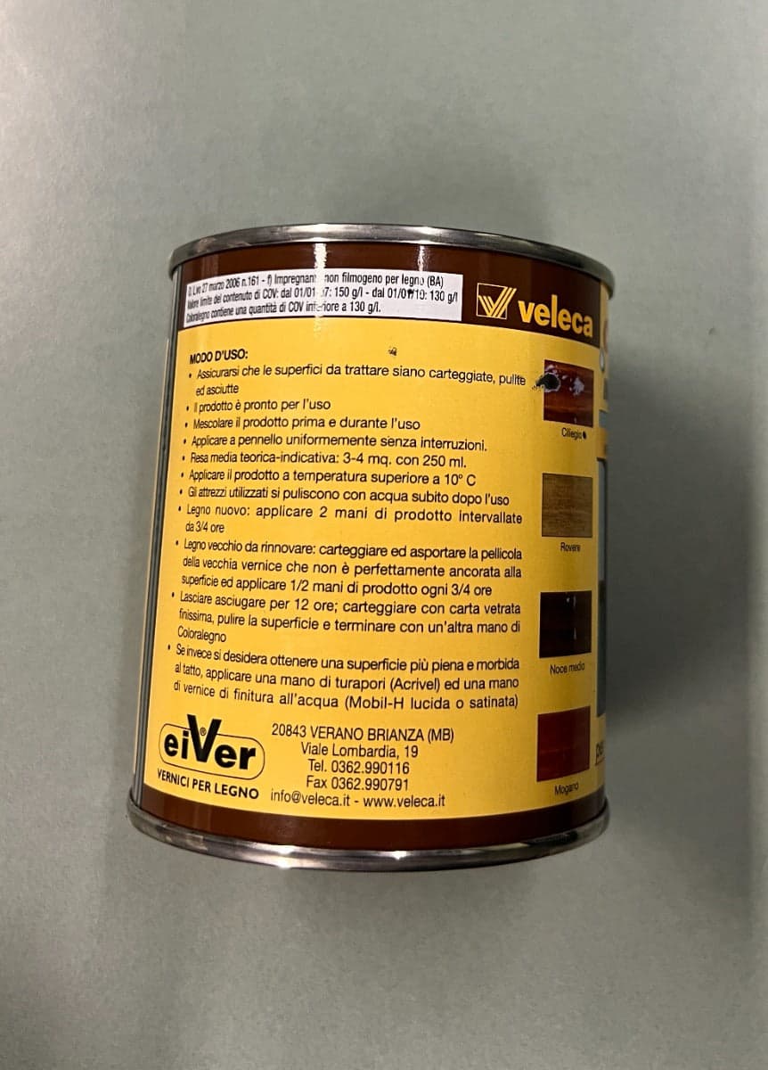 VELECA - COLORALEGNO IMPREGNANTE/TINTE PER LEGNO NOCE MEDIO 250 ML in Vernice Stockdoc - Terni, commercioVirtuoso.it