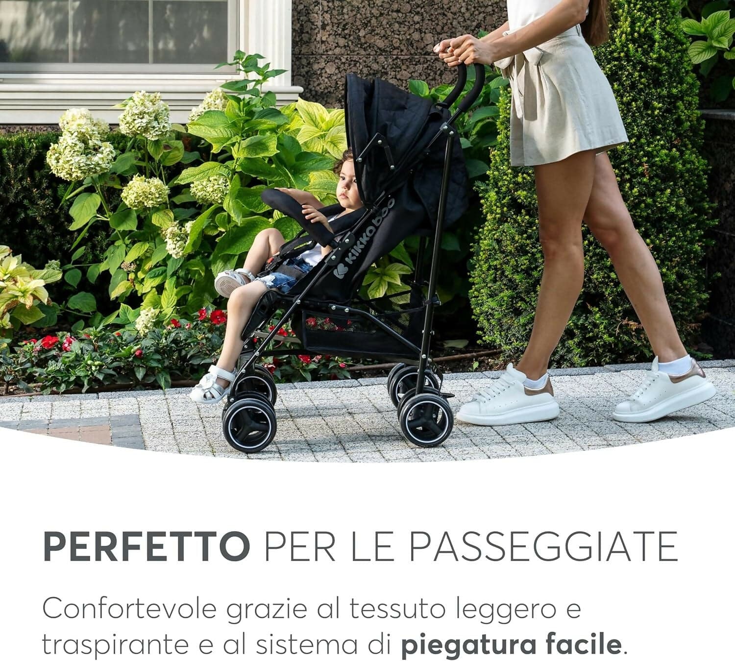 KIKKABOO Passeggino BEETLE - Passeggino da viaggio omologato fino a 22 kg - Pieghevole, Leggero, Compatto, colore NERO - telaio in alluminio, Chiusura Compatta, Schienale Reclinabile e Regolabile, Poggiagambe in Passeggini compatti Sanitaria Gioia del Bimbo - Villa San Giovanni, commercioVirtuoso.it