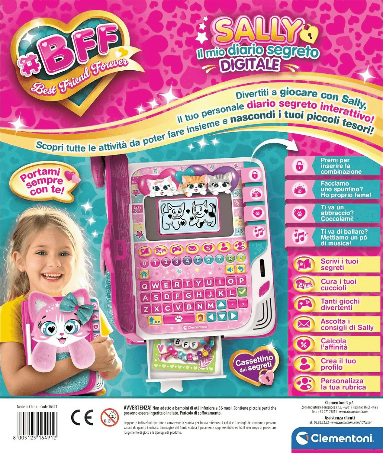 Clementoni - BFF Sally Il Mio Diario Segreto Digitale LCD in Animali Cartoleria Deja Vu - Crotone, commercioVirtuoso.it