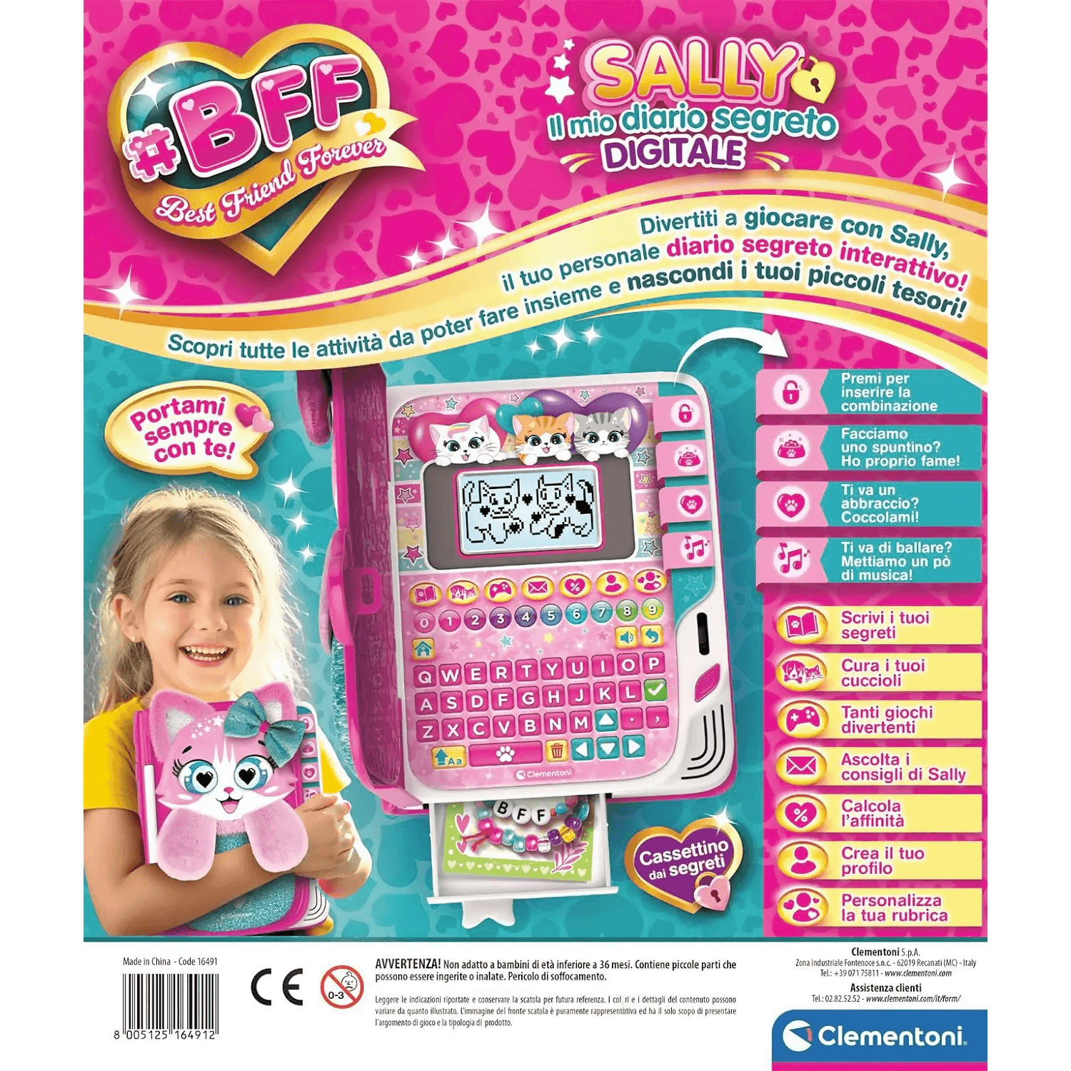 Clementoni - BFF Sally Il Mio Diario Segreto Digitale LCD in Animali Cartoleria Deja Vu - Crotone, commercioVirtuoso.it