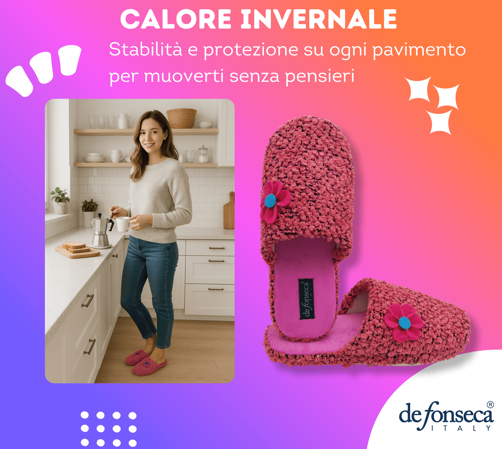 de fonseca Ciabatte Bouclé Suola in Gomma Antiscivolo, Pantofole Donna Estate Inverno in Cotone Traspirante in Ciabatte moda Primo Calzature - Venezia, commercioVirtuoso.it