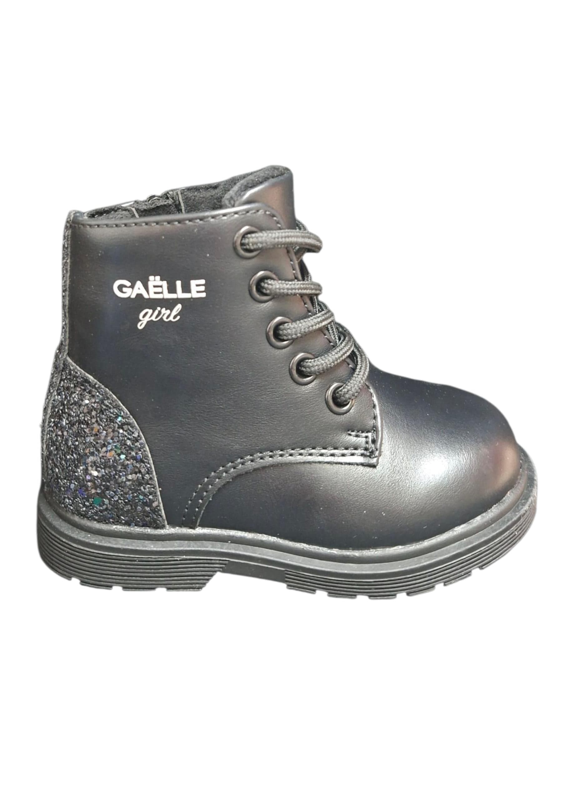 Anfibio bambina Gaelle nero glitter pelle zip laterale urban style - 6