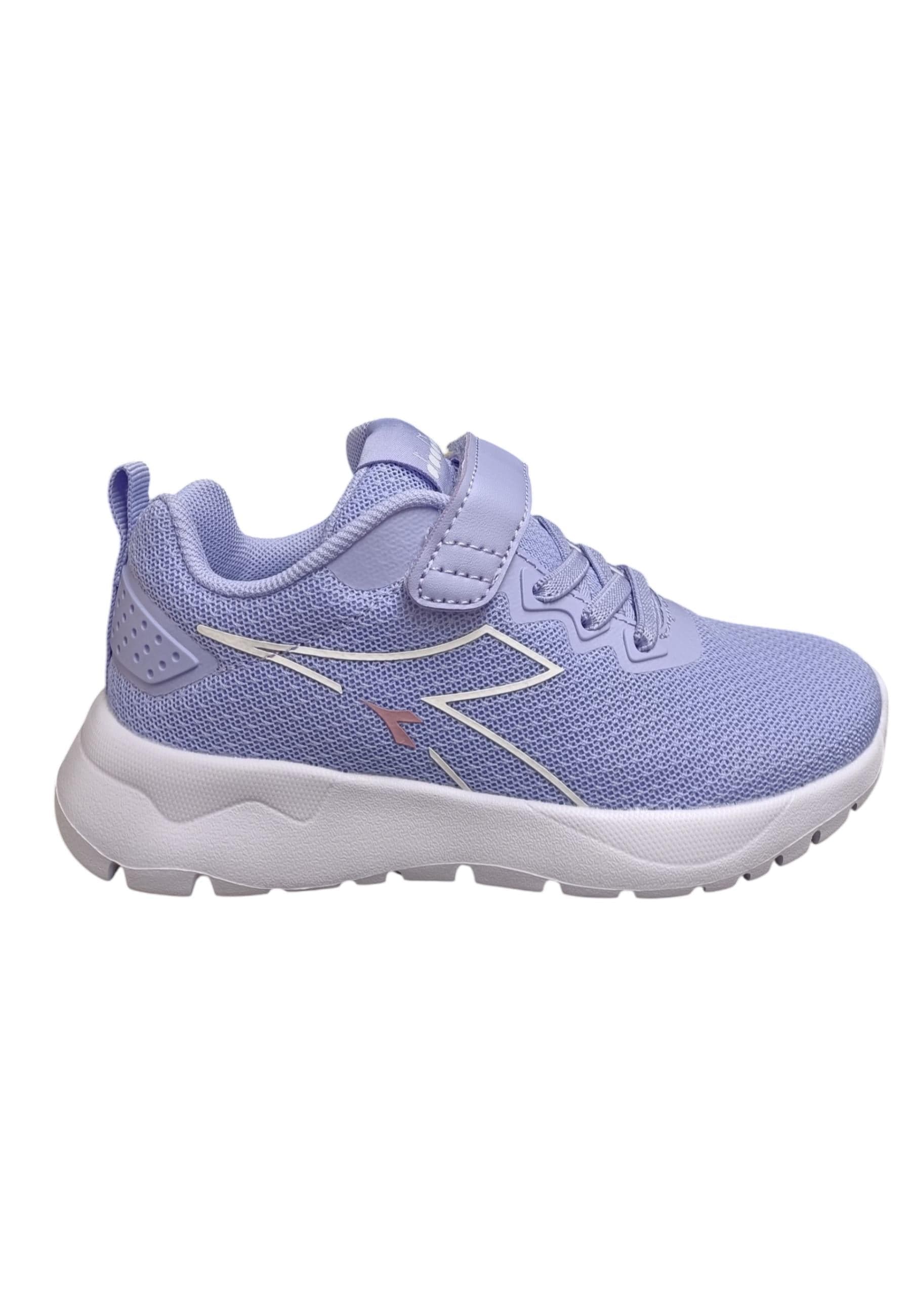 Scarpe sneakers Bambine e ragazze Diadora evo run  celeste-bianco laccio elastico e velcro - 6